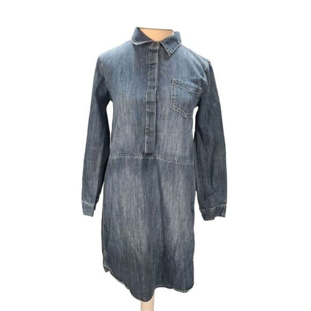 Old Navy Girls Denim Shirt Dress Size XL (14) Collared Button Up Front Pocket